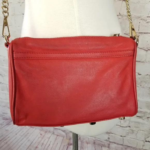 Rebecca Minkoff Mini Mac Orange Leather Crossbody Handbag - Picture 4 of 12